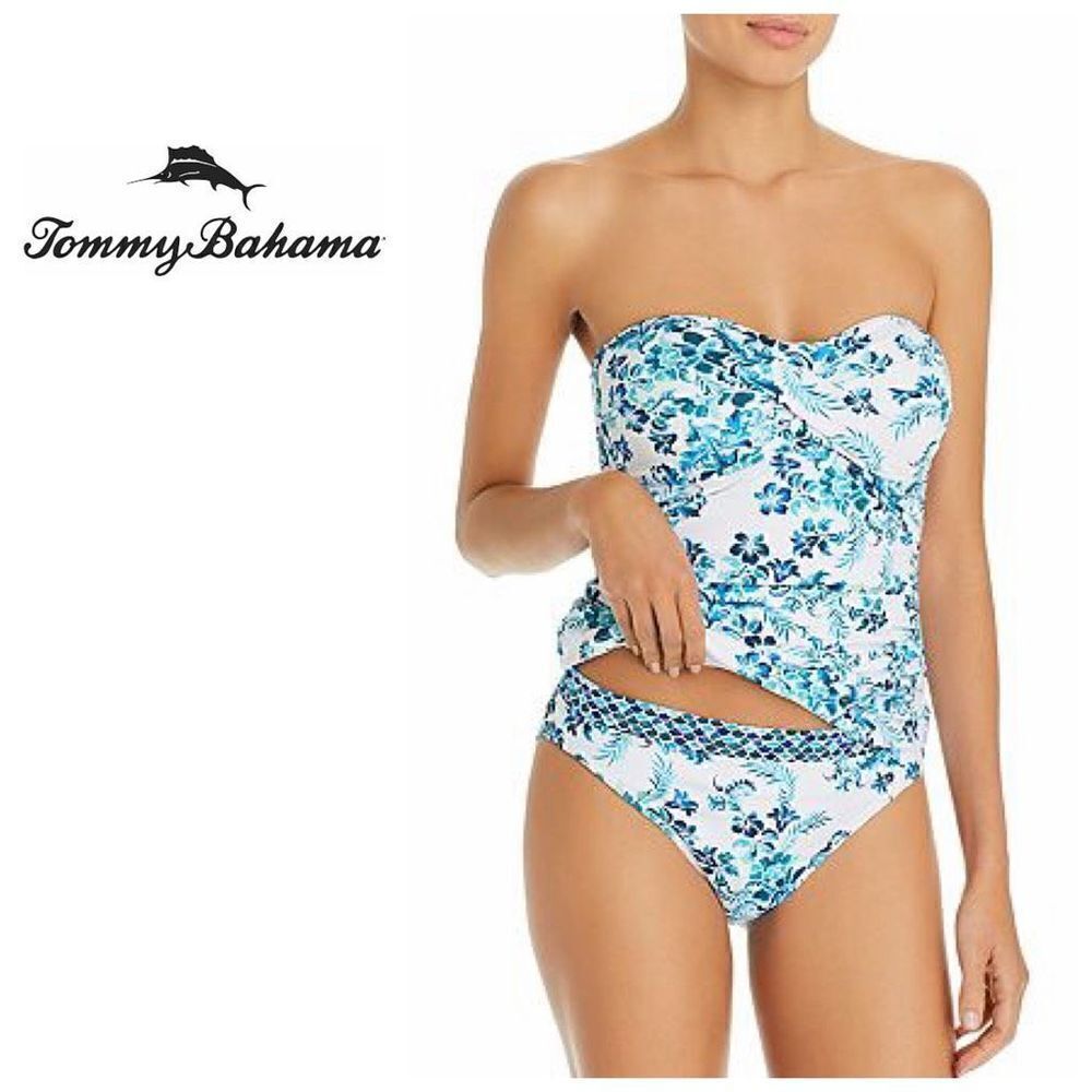 New. Tommy Bahama blue print swimsuit. MSRP $119.  Size 4